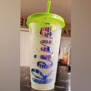 Personalized 24oz color changing name tumbler with lid and straw